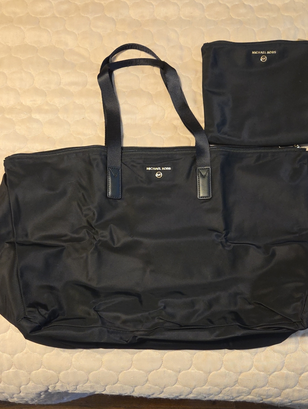 Michael Kors Black Nylon Tote with Matching Pouch